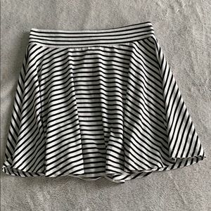 Black and white striped skater skirt